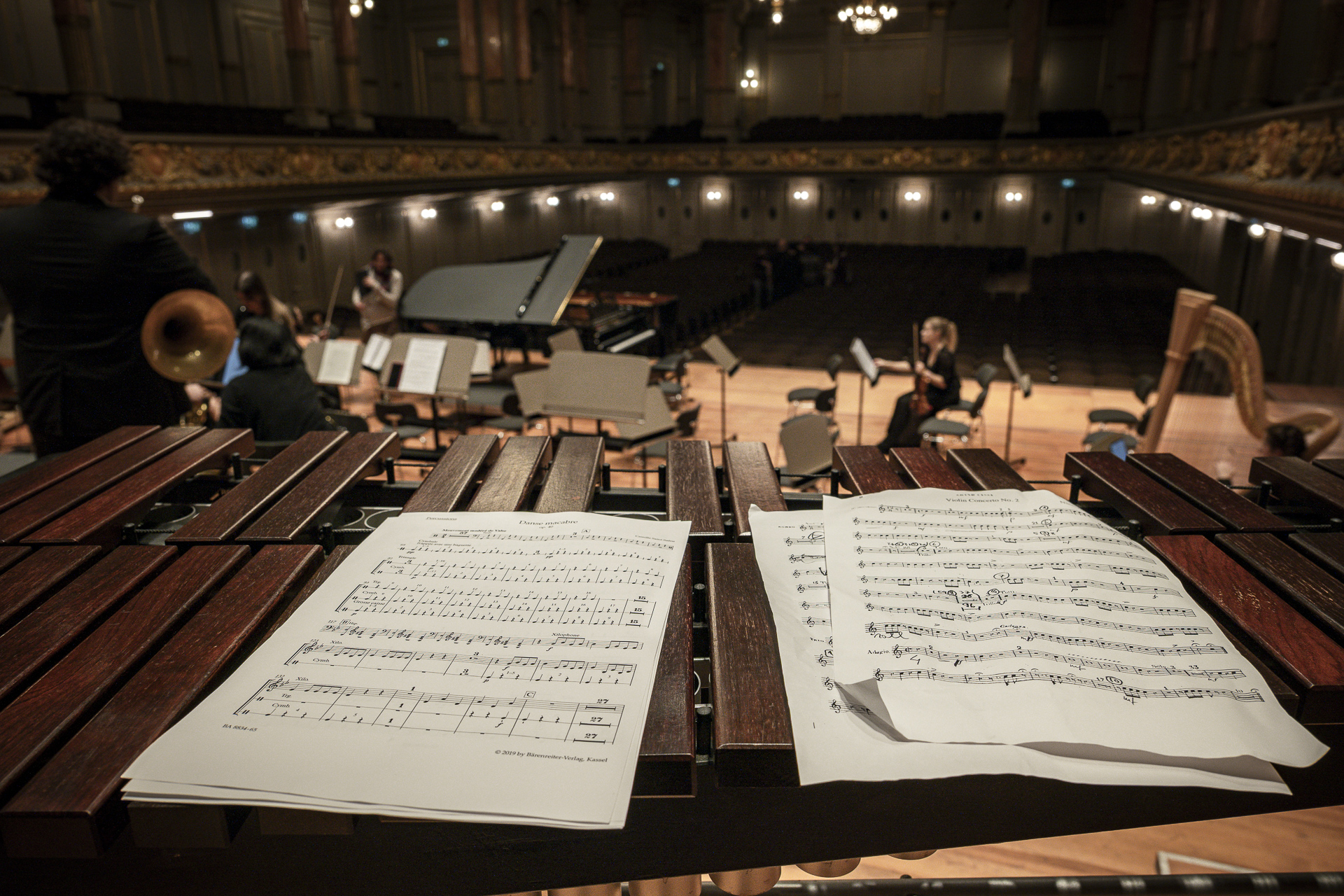 Noten von «Danse macabre» auf dem Xylophon in der Tonhalle Zürich
